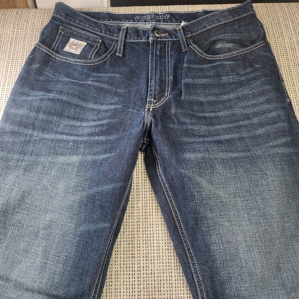 Cinch Jeans Men 36x34 Dark Wash Cinch Up Straight Leg Triple Stitch MB92834 019